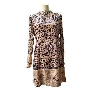 CHASER Open Back Silk Blend Mini Dress Folkloric Tapestry Velvet Size M New